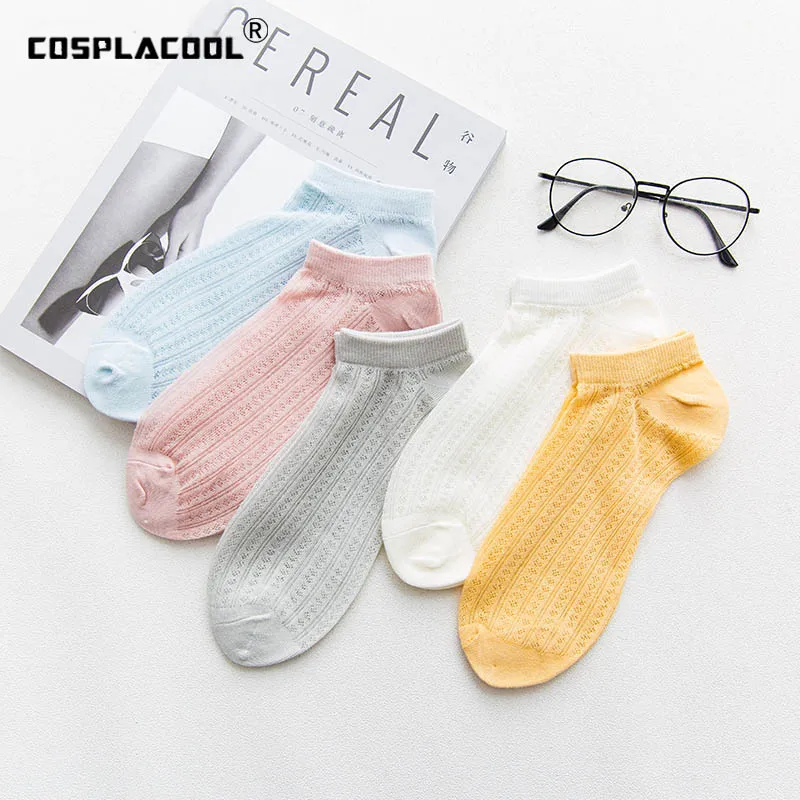 [COSPLACOOL] свежий открытые однотонные стиль Харадзюку носки Япония Карамельный цвет