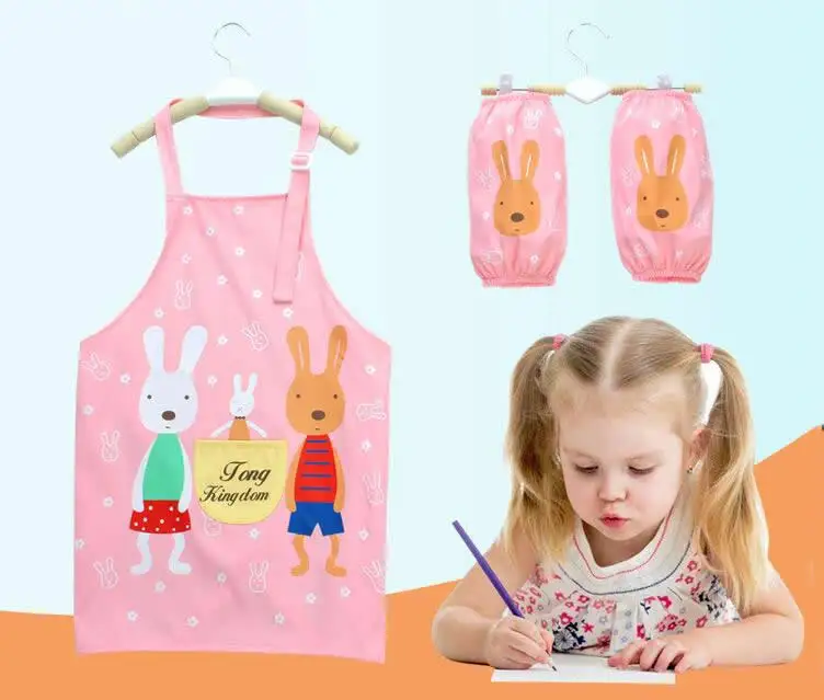 Cartoon Animals Children Baby Todders Waterproof Sleeveless Painting Smock Bibs Apron Cotton Feeding Baberos Bavoir Clothing | Детская
