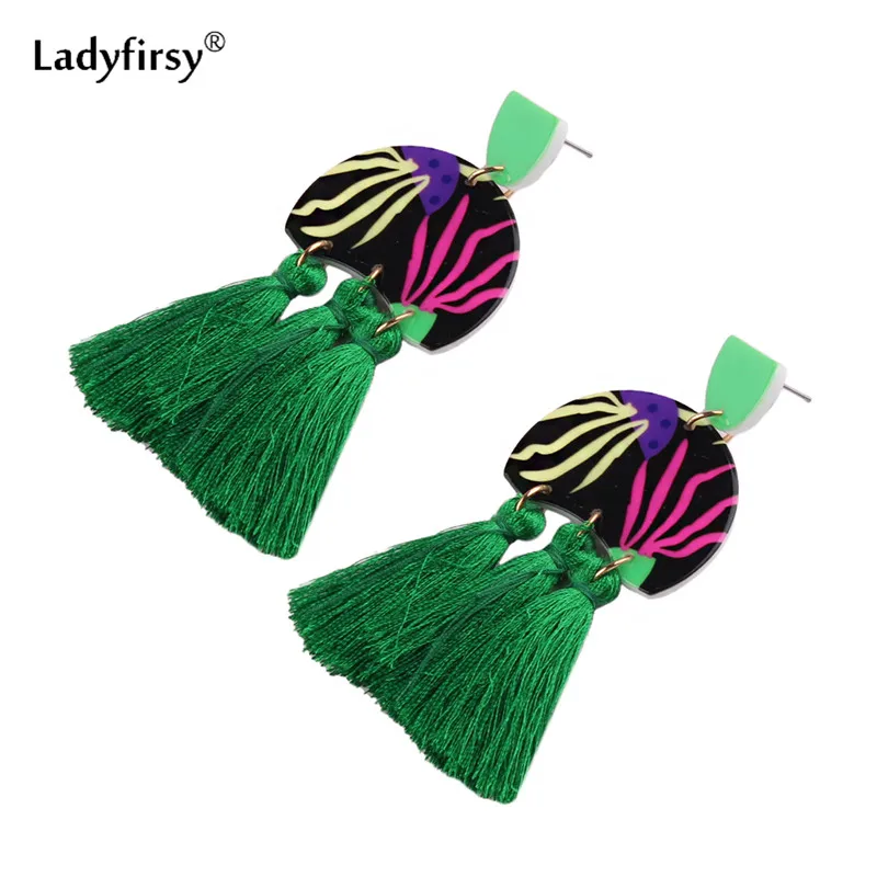 Ladyfirey 2018 модные длинные кисточкой серьги-капли для женщин девочек 4 вида цветов