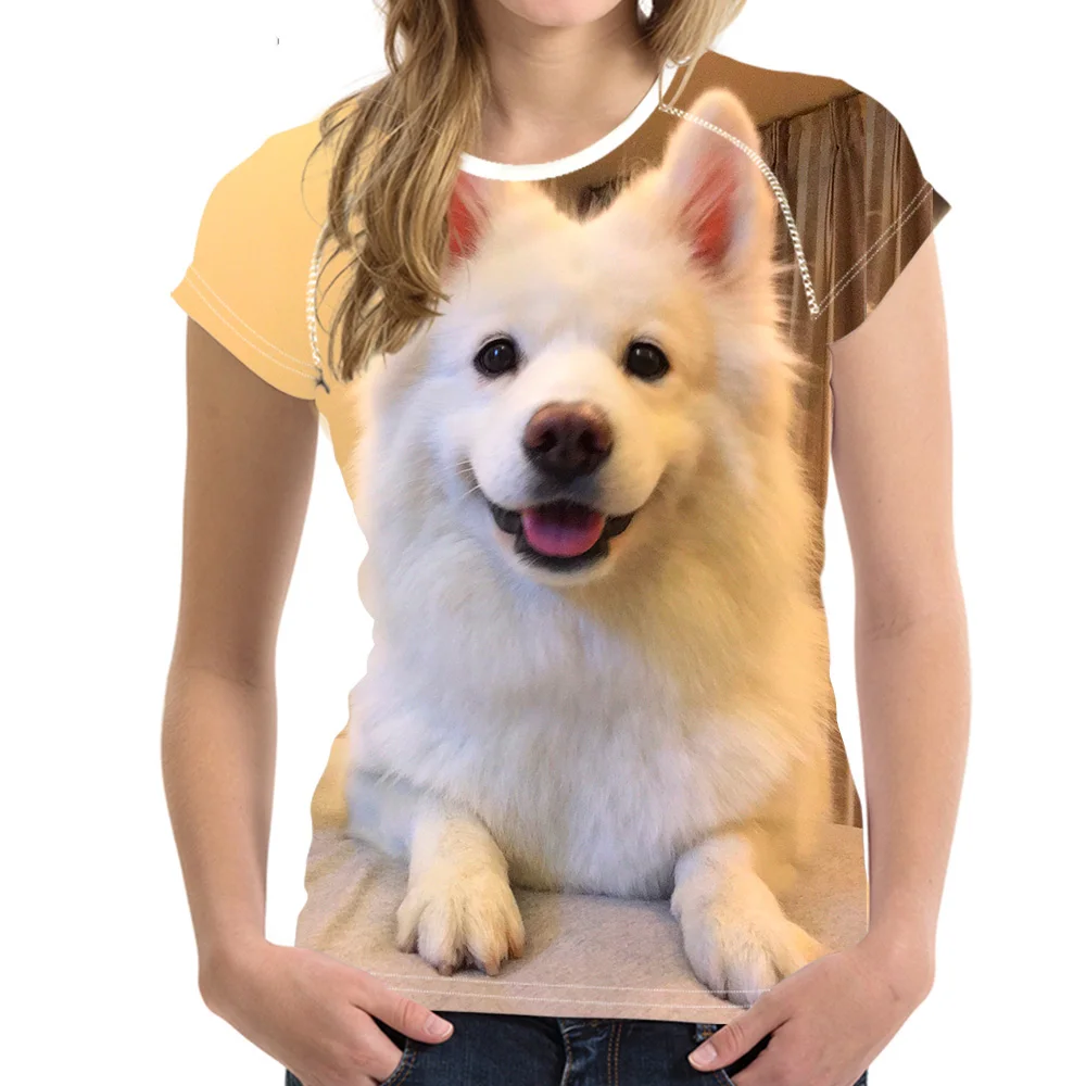 Noisydesigns Samoyed 3D Printed Female Short Sleeve T-shirts Cute Dog Design Women T Shirt Summer Tops Tees Camiseta Ceminina | Женская