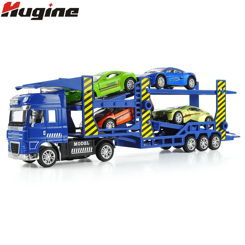 Double-Deck Flatbed Trailer Car Model Toy Transporter Alloy Engineering Vehicle Simulation 1:50 Children's Truck | Игрушки и хобби