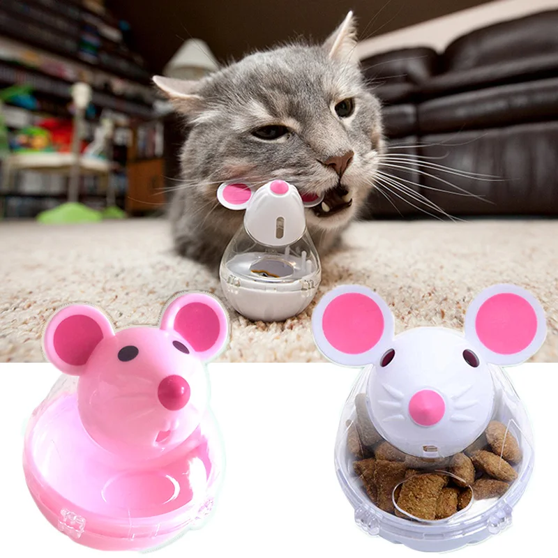 

Cat Toys Pet Feeder Toy Cute Mice Shape Food Rolling Leakage Control Diet Tumbler Cat Toy Cat Scratch Interactive Food Balls