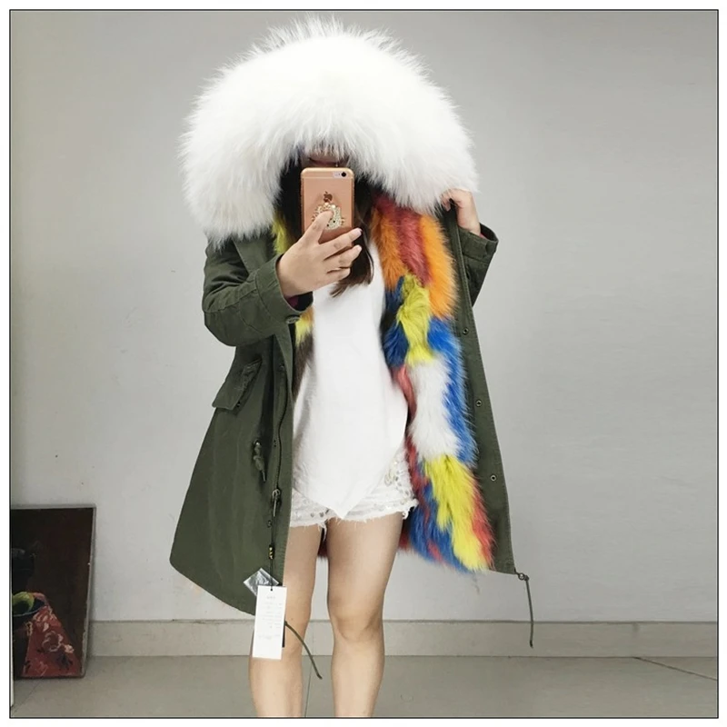 Мех любовь Натуральный мех зимняя куртка Для женщин пальто теплое съемная