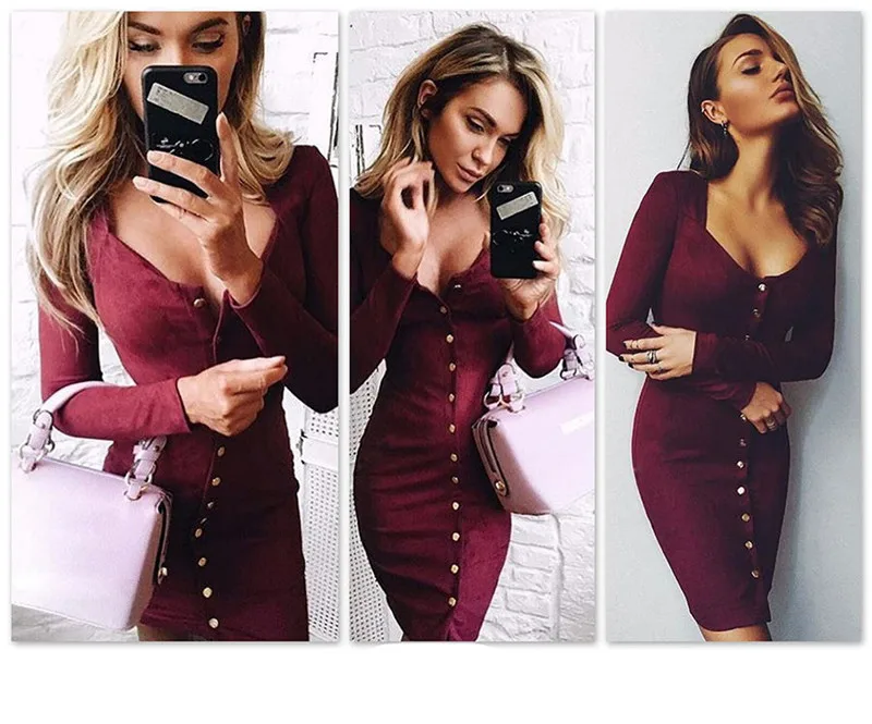 Lissly Сексуальная Весна Party Dress Длинным Рукавом Кнопка Мини Элегантный Лето dress