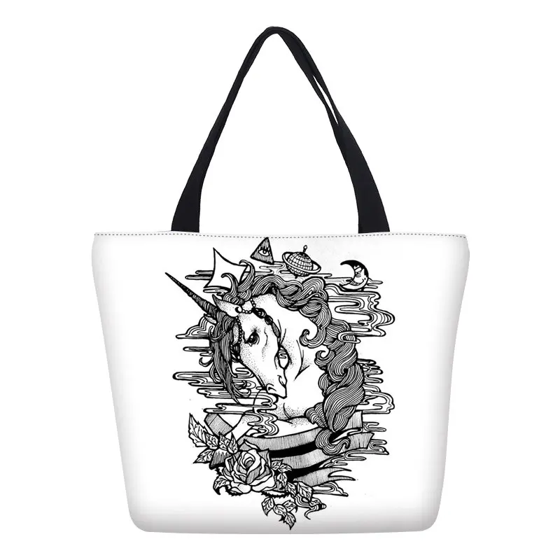 VEEVANV новый бренд Дизайн холст Hangbags моды Единорог печати сумки большой Ёмкость