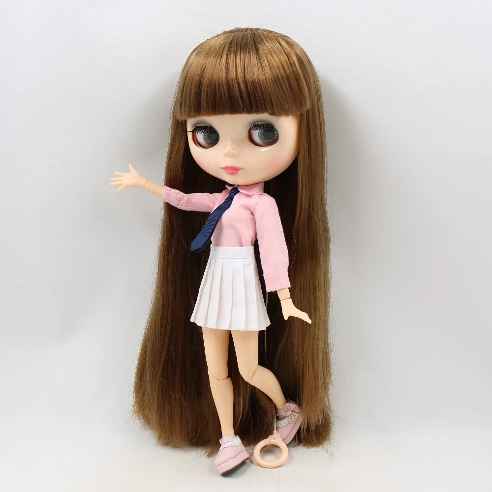 Кукла ICY DBS Blyth натуральная кожа сустав тело с челкой/бахромой прямые каштановые