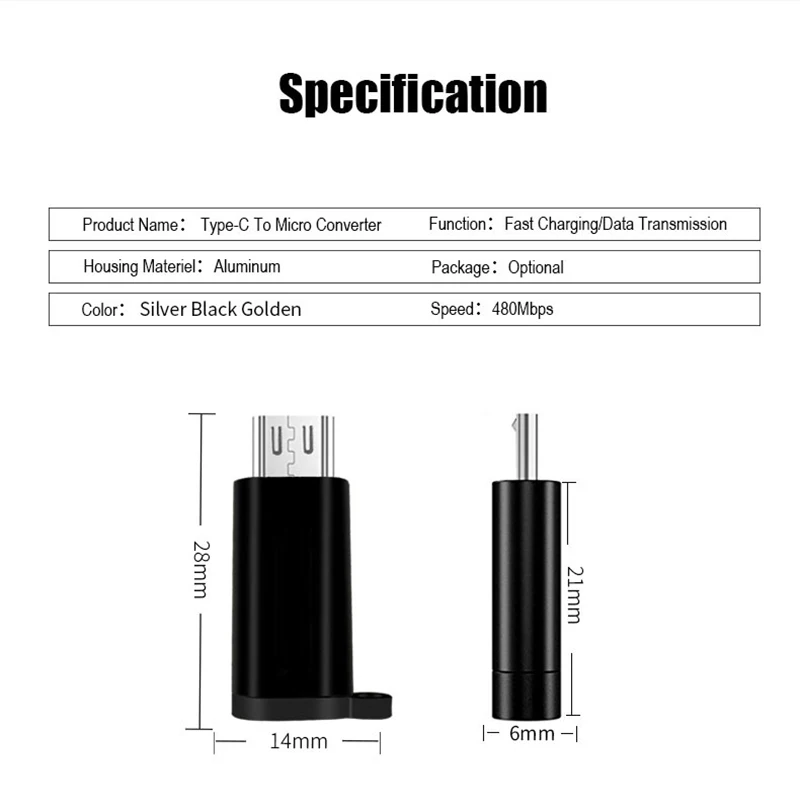 Thbelieve Type C Micro USB адаптер для зарядки передачи данных к Adatores с брелком Женский микро