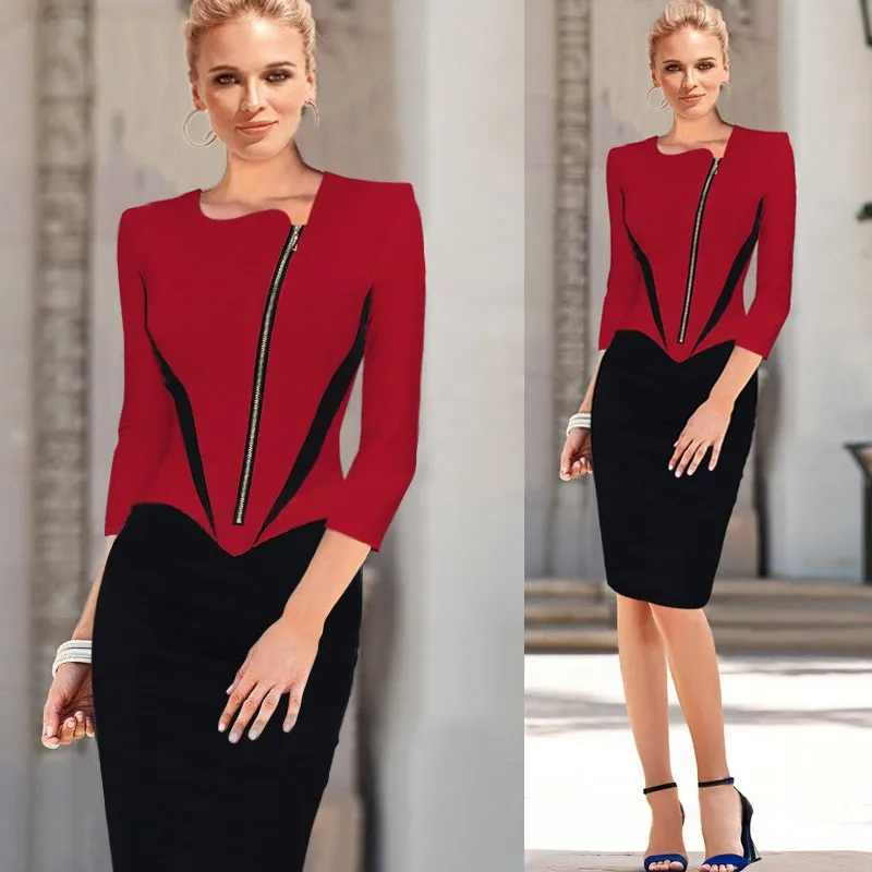 Осенние рабочие платья для женщин Карьера женские 2018 Новое поступление