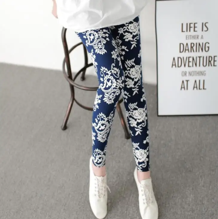 7 blue embroidery VIIANLES/Леггинсы с цветочным принтом, сексуальные легинсы, пуш-ап, клетчатые модные летние новые женские леггинсы для фитнеса, легинсы большого размера с высокой талией - Цвет: 7 blue embroidery