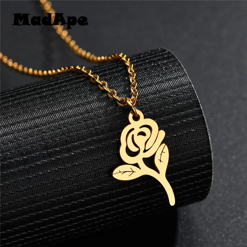 Женское колье чокер MadApe Bijoux Femme Collier Золотистое Ожерелье с розовым цветком
