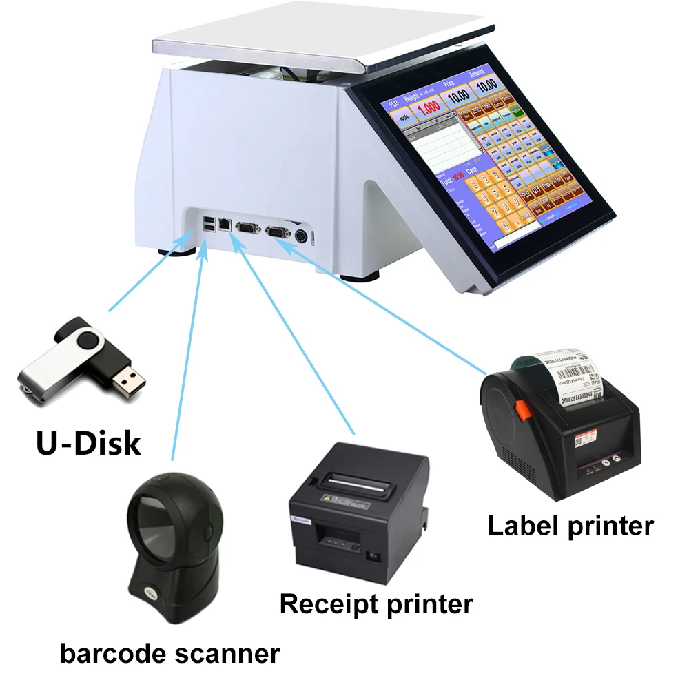 POS весовые весы кассовый аппарат электронные цифровые ценовые с тепловым
