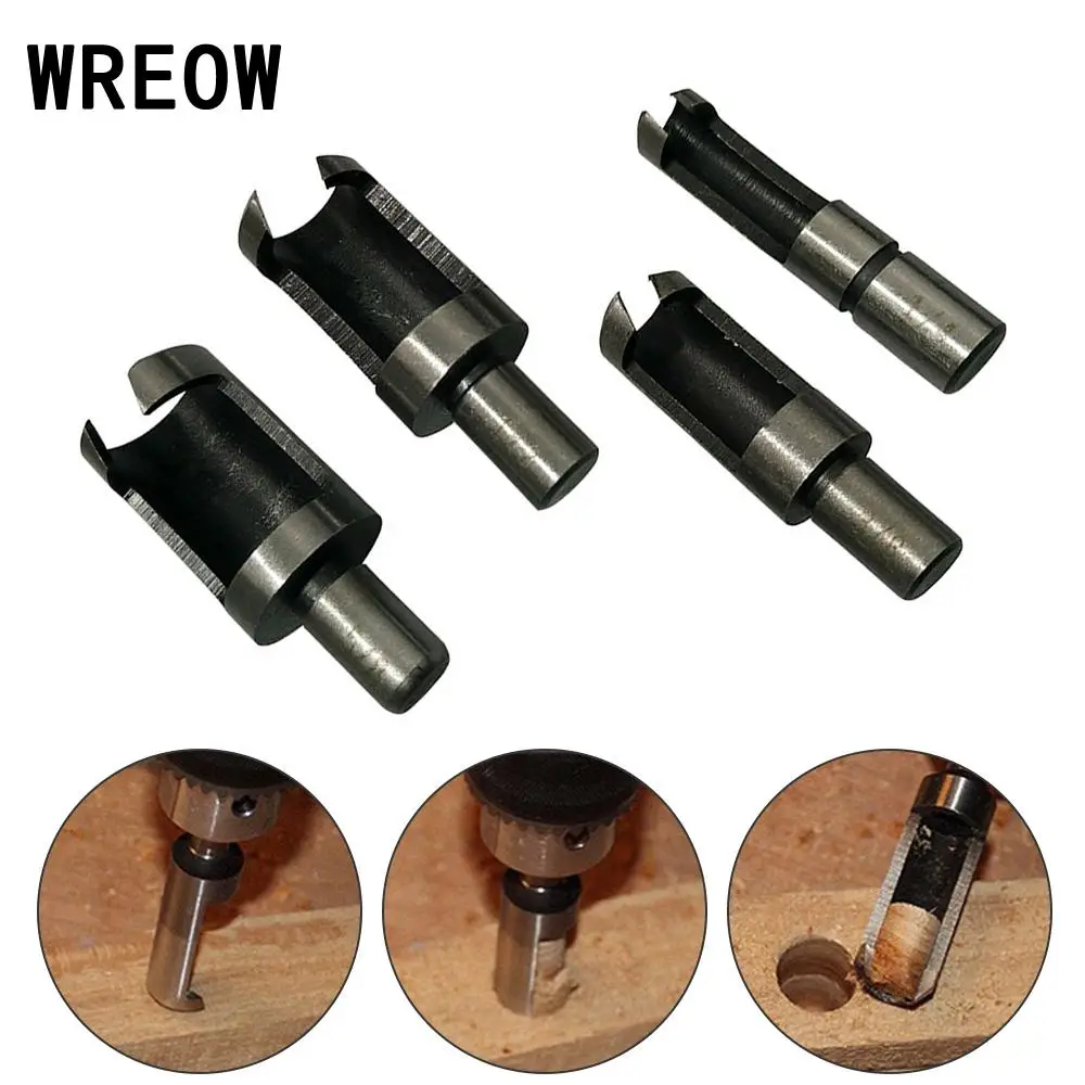 

4pcs Carbon Steel Round Shank Wood Plug Hole Cutter Drill Bit Set Woodworking carpenter Drilling Cutting Tool 6mm 8mm 13mm 16mm