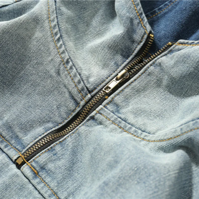 Hoodie Jeans Jacket Half Up Zipper Pullover Denim Outwear Fashion Hip Hop Men Casual Oversize Skateboard 2018 | Мужская одежда