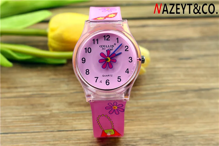 pink flower Модные Простые Спортивные часы для мальчиков и девочек Водонепроницаемые силиконовые студенческие часы водонепроницаемые женские детские аналоговые часы - Цвет: pink flower
