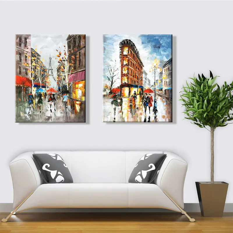Рисуй по номеру Wall art живописи номерам Городские улицы модные гостиная