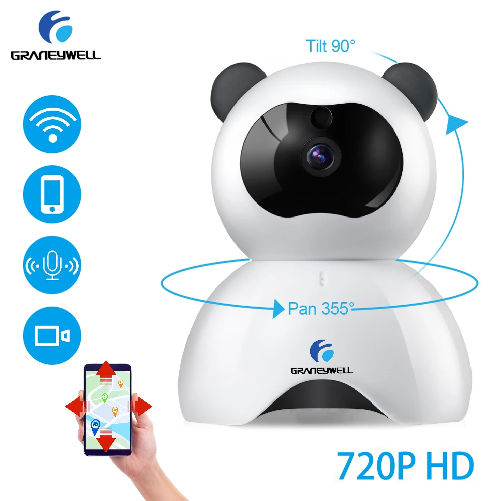 GRANEYWELL 720P HD Беспроводная IP камера P2P Обнаружение движения ночное видение детский