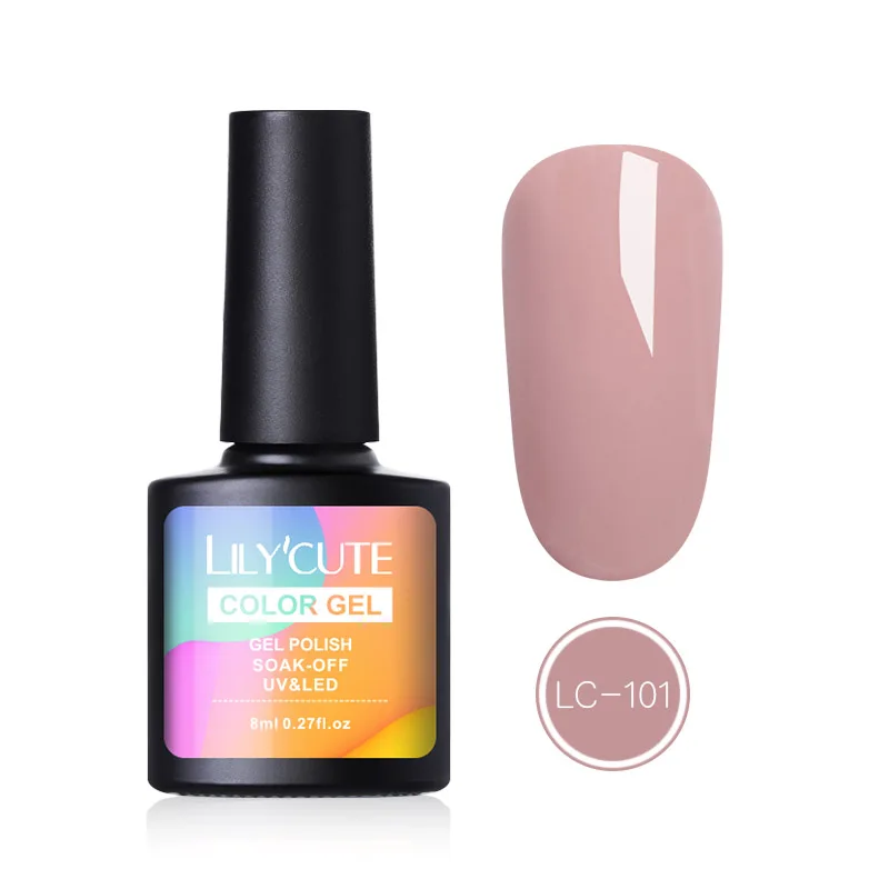 LC 101 LILYCUTE 8 мл гель для ногтей с блестками лак для живого кораллового апельсина чистый цвет для ногтей Полупостоянный отмачиваемый УФ светодиодный гель лак для ногтей - Цвет: LC 101
