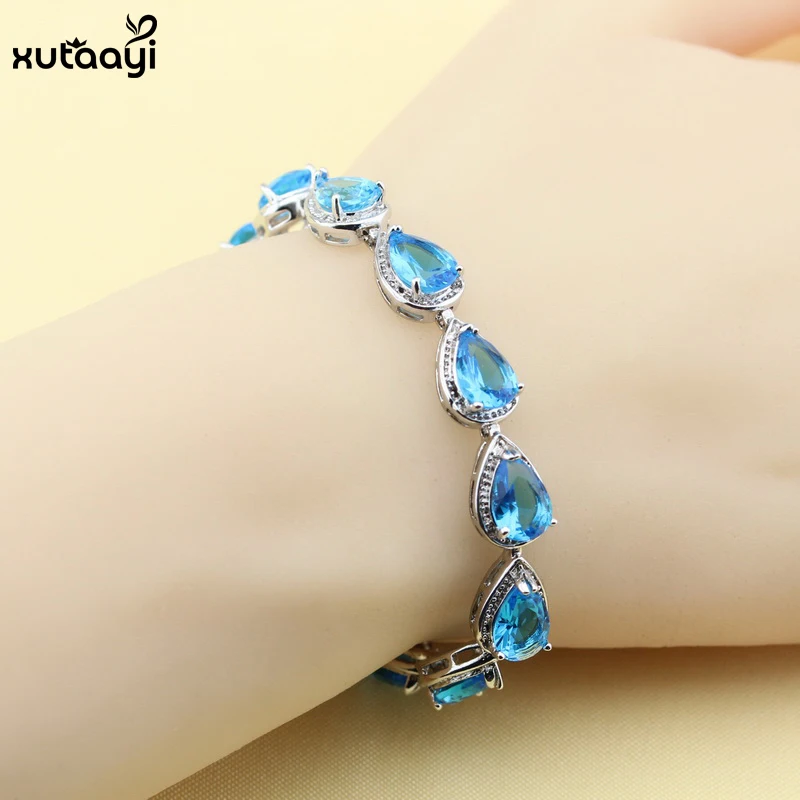 Женский модный комплект из колье серёг и браслета стерлингового серебра |