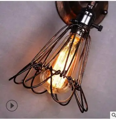 American retro iron small birdcage wall lamp industrial style designer home bar corridor lamps | Лампы и освещение