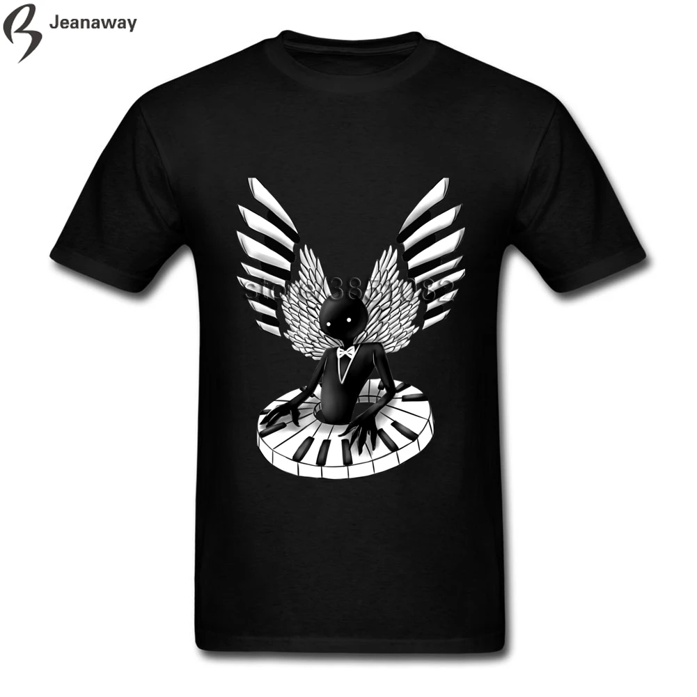 Fashion Design Deemo Wings of Piano Men T-shirt Short Sleeve Full Cotton CrewNeck T shirts Hip Hop Tshirt | Мужская одежда