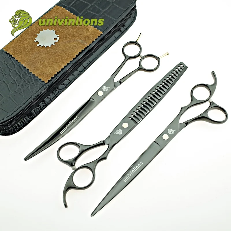 set leather case " Титановые ножницы для стрижки собак, наборы для стрижки животных, изогнутые ножницы, изогнутые ножницы, ножницы для домашних животных, ножницы для стрижки собак и кошек, машинки для стрижки волос - Цвет: set leather case