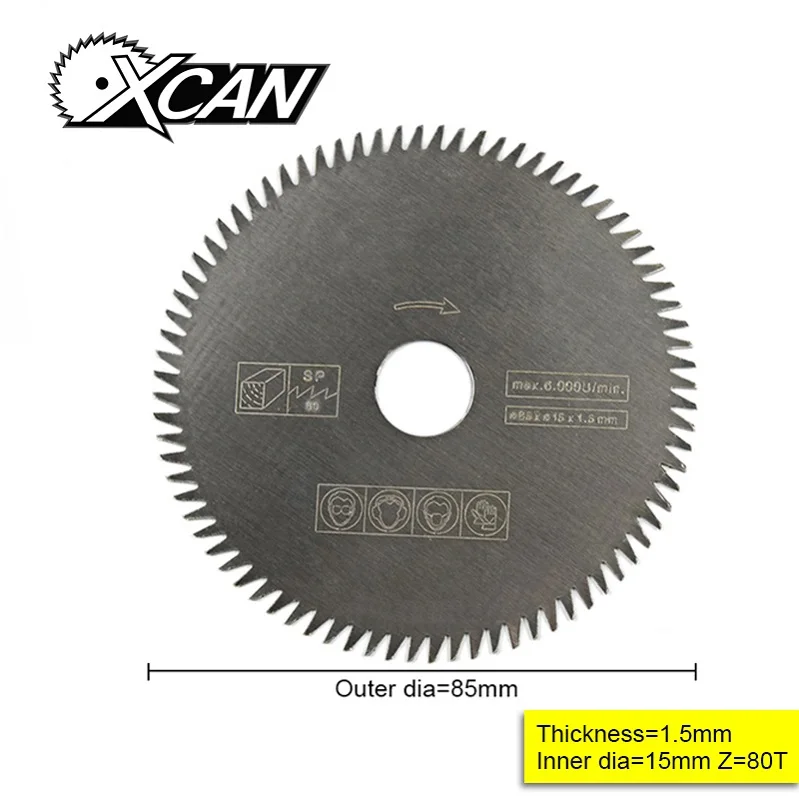 1pc 85x15mm 80T XCAN 1 шт. 85 мм Диаметр 10/15 мм 80 зубы Электрический HSS мини циркулярная пила Лезвие Мощность Инструменты Аксессуары для древесины/режущий диск для металла - Цвет: 1pc 85x15mm 80T