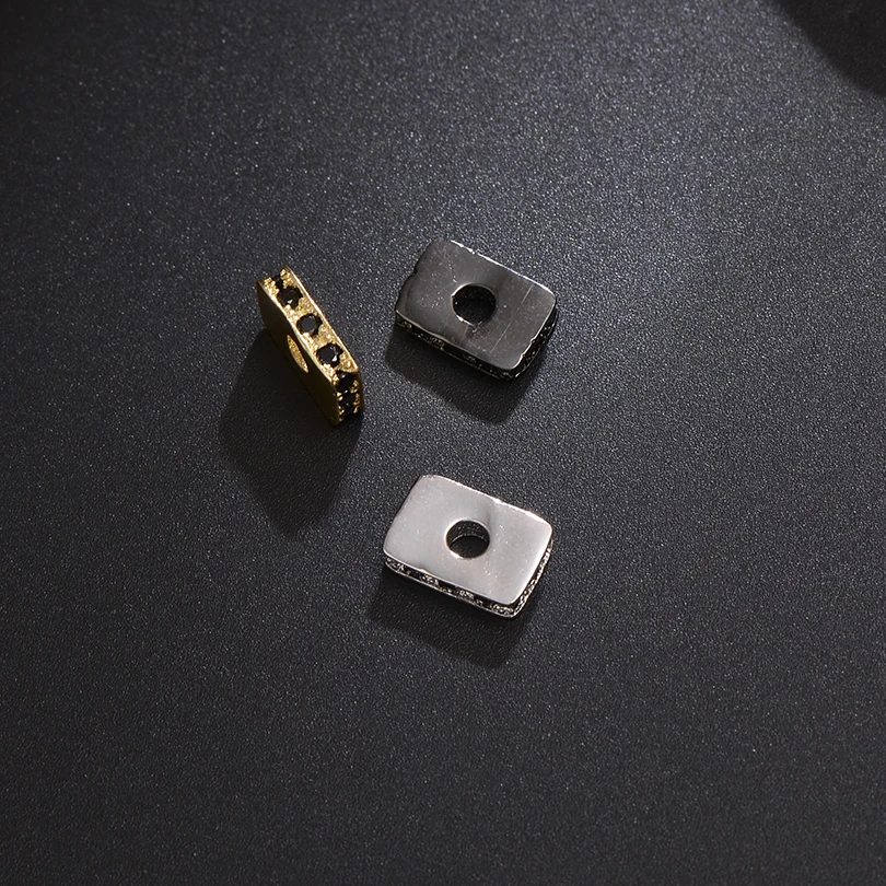 Neovivi Basic Spacer Flat Bead Micro Pave Black CZ Brass Beads for Jewelry Making Bracelets Connector DIY Craft Accessories | Украшения и