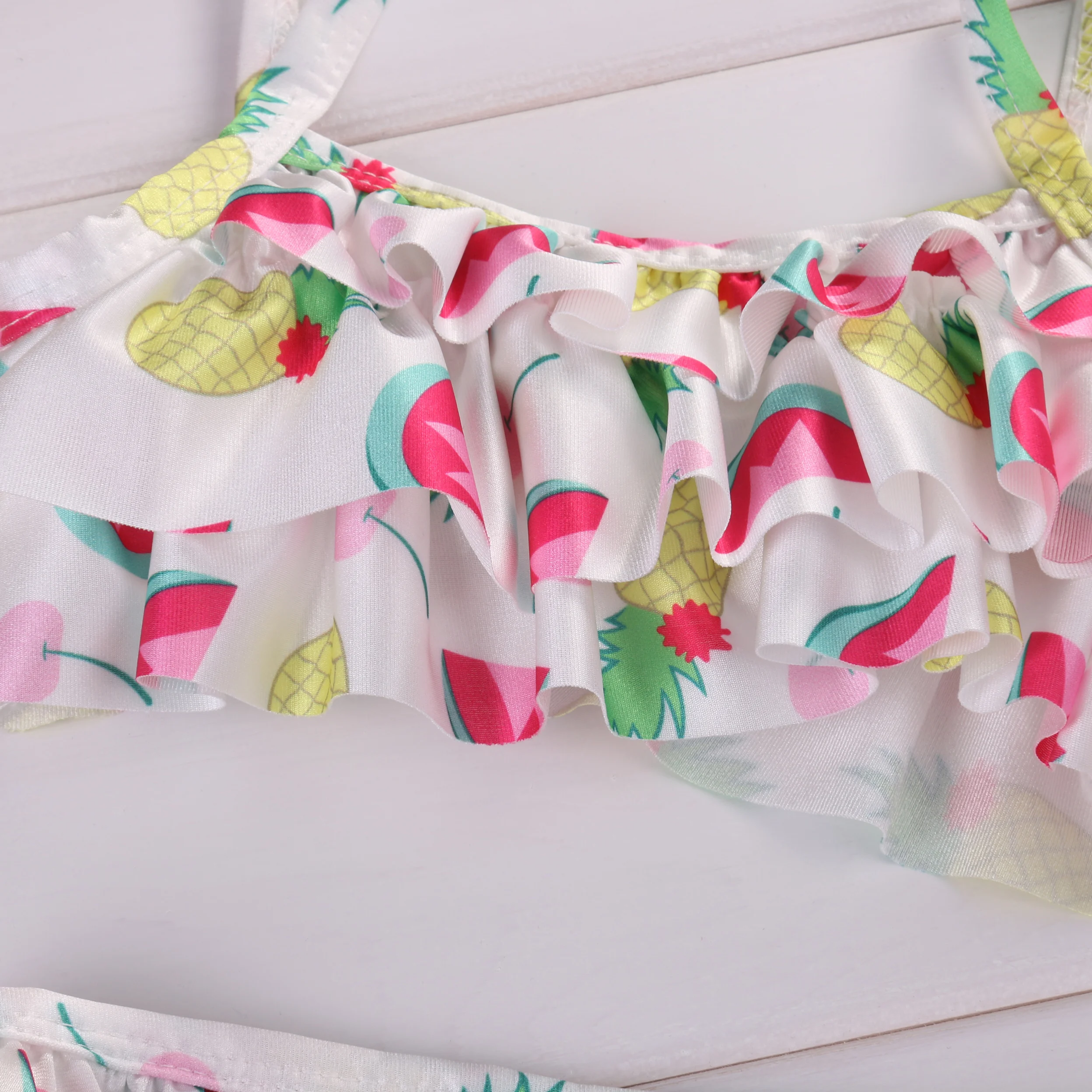 Комплект бикини с рюшами и фруктовым принтом Новинка 2017 года летний детский