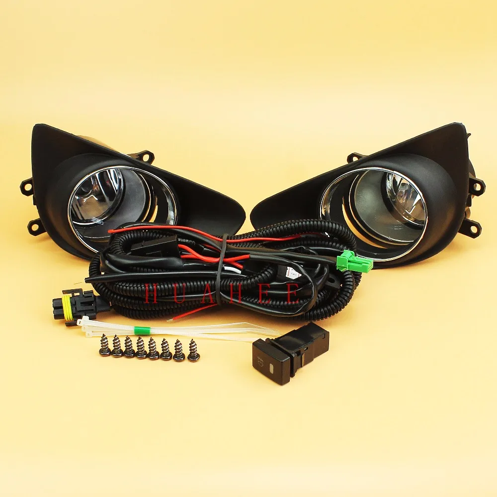 For Toyota Yaris L/LE Hatchback 2012 /Vitz 2013 2014 Bumper Fog Light Lamp Kit w/Bulb Switch Wire Bezel Replace or Upgrade