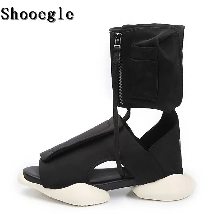 SHOOEGLE/летние модные мужские рыцарские сапоги для подиума Черные удобные сандалии