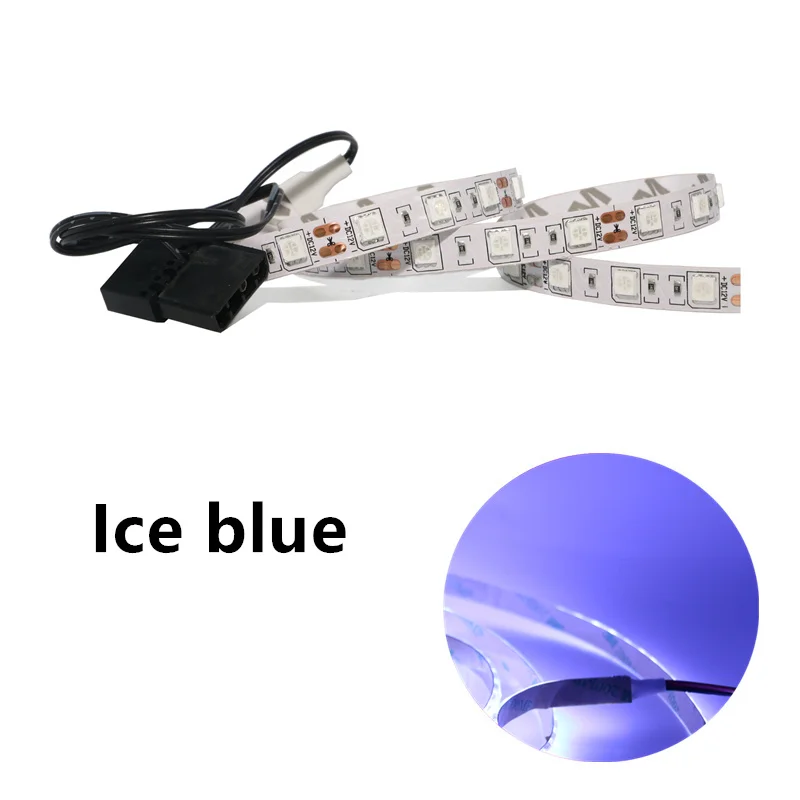 Ice blue PC чехол светодиодный светильник s SATA источник питания для компьютера чехол 5050 SMD гибкая светодиодная лента 12V DC фоновый PC RGB светодиодный светильник - Испускаемый цвет: Ice blue