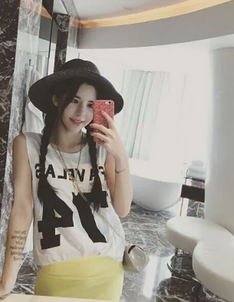 Корейские модные 74 хлопковые футболки с буквенным принтом свободные без рукавов