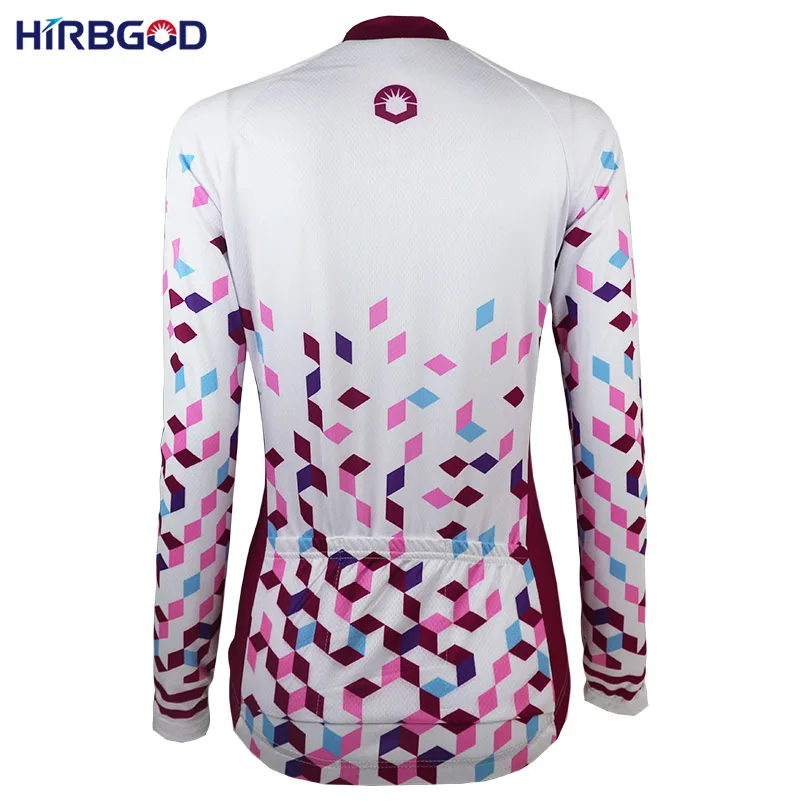 Новая женская клетчатая Милая велосипедная одежда HIRBGOD с длинным рукавом розовая