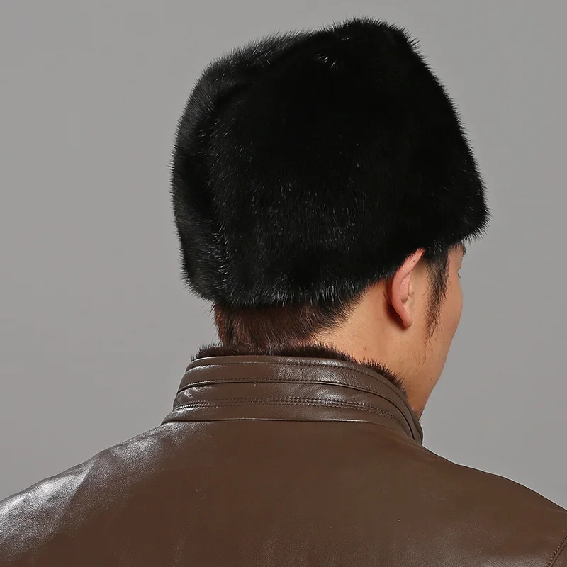 Меховая шапка для мужчин из натурального меха норки теплая ручной работы на День