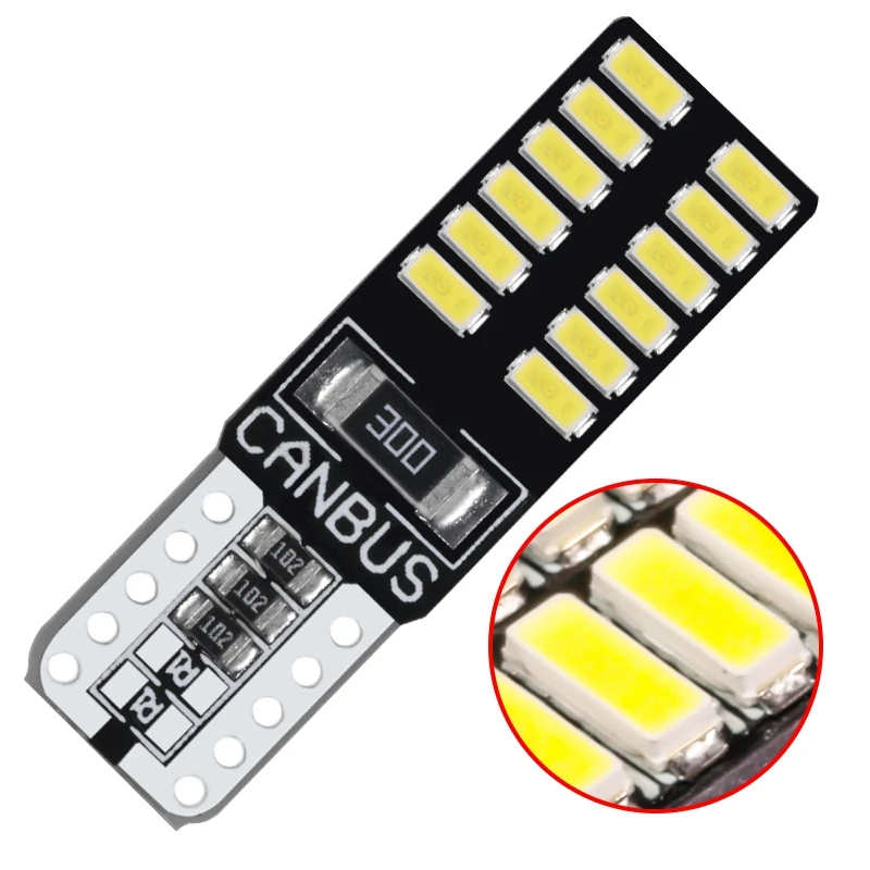 10 шт. T10 24Smd светодиодная лампочка автомобиля без ошибок 3014 12 в супер яркая
