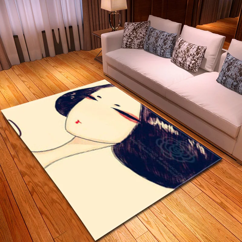 

Modern Soft Flannel Antiskid Mat 3D Art Portrait Painting Home Textile Rug Large Size Carpets for Living Room/Bedroom Area Rugs