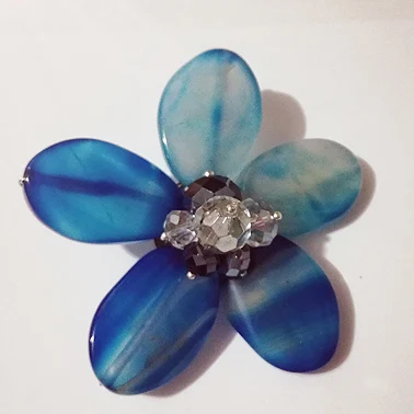 Цветок брошь натуральный синий камень кошачий глаз Брошь Personalizeds ручной работы