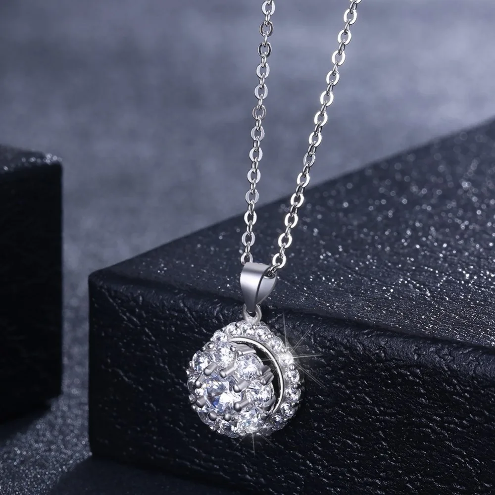 LSTACHi Pendants Necklace 925 Sterling Sliver Fashion Round Shape Zircon Charm S925 Jewelry | Украшения и аксессуары