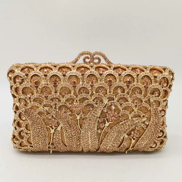 Champagne CrystalBag Boutique De FGG элегантный Для женщин Цветочный клатч кристалл вечерние сумки алмаз металл Minaudiere Сумки Свадебная вечеринка вечерняя сумочка - Цвет: Champagne CrystalBag