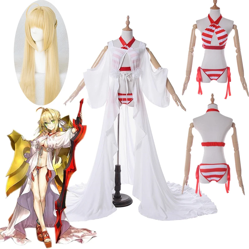 Fate Grand Order Нерон Клавдий Цезарь Огастус купальный костюм костюмированная игра костюм сексуальный бикини Fate/Экстра меч Косплей Костюм Купальники