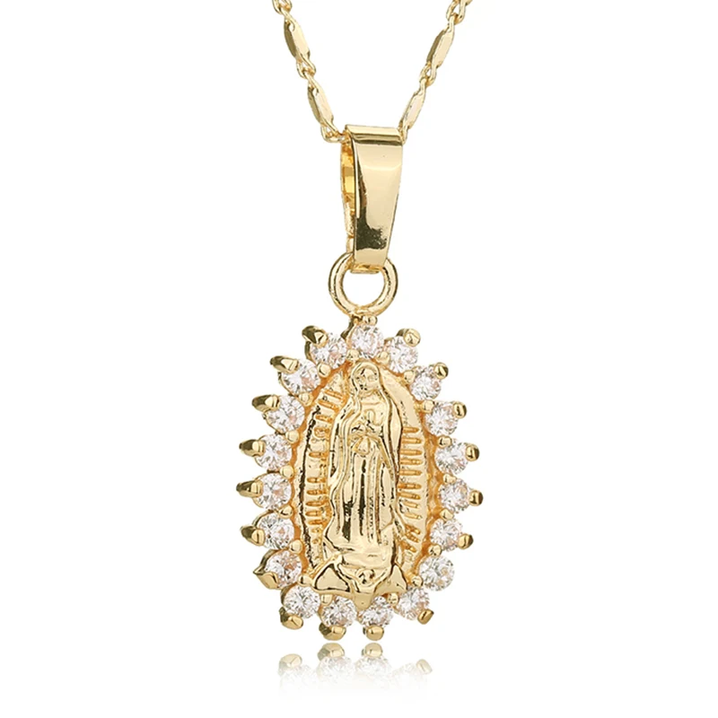 CWEEL Virgin Mary ожерелье золотого цвета Bijoux имитация кристалла эффектное женское