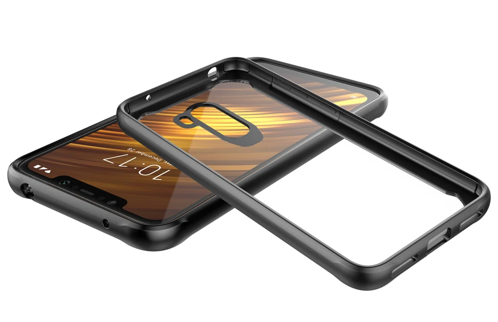 Чехол для Xiaomi Pocophone F1 Мягкий силикон + прозрачный защитный чехол на заднюю панель