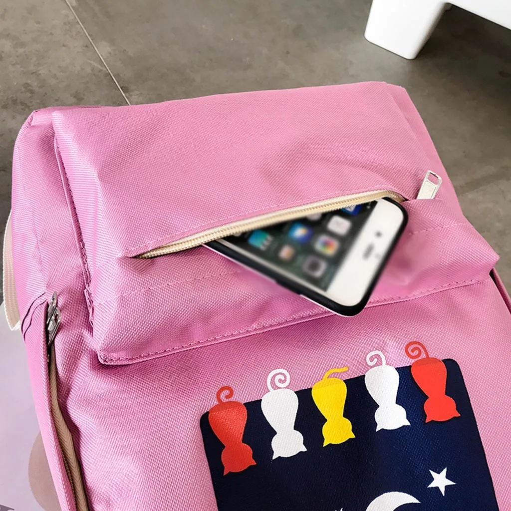 Moon cat Original Design Black Blue Print Sea Backpack WomenCasual Canvas School Bags For Teenager Girls C513 | Багаж и сумки