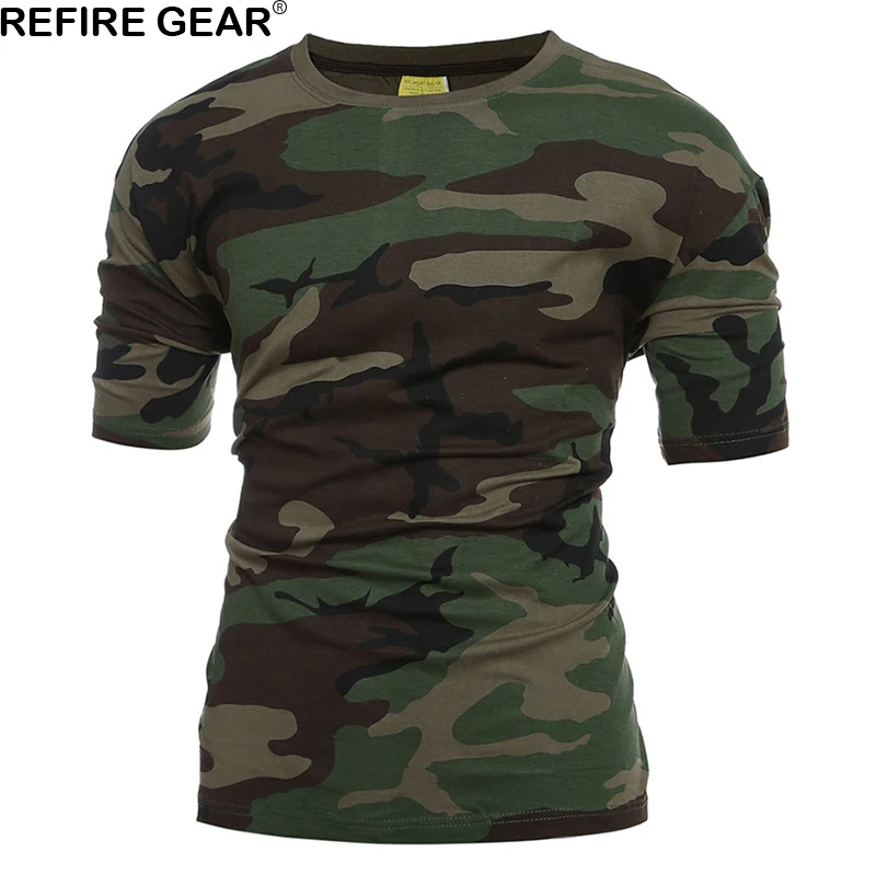 Мужские быстросохнущие футболки Refire Gear хлопковые камуфляжные рубашки в
