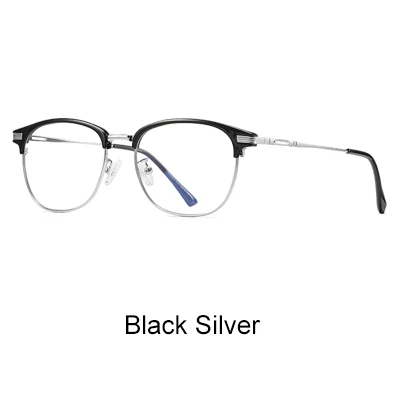 Black Silver Ralferty, анти-синий светильник, очки для женщин и мужчин, половинная оправа, игровые очки, очки TR90, ультра светильник, квадратные оптические очки D5054 - Цвет оправы: Black Silver