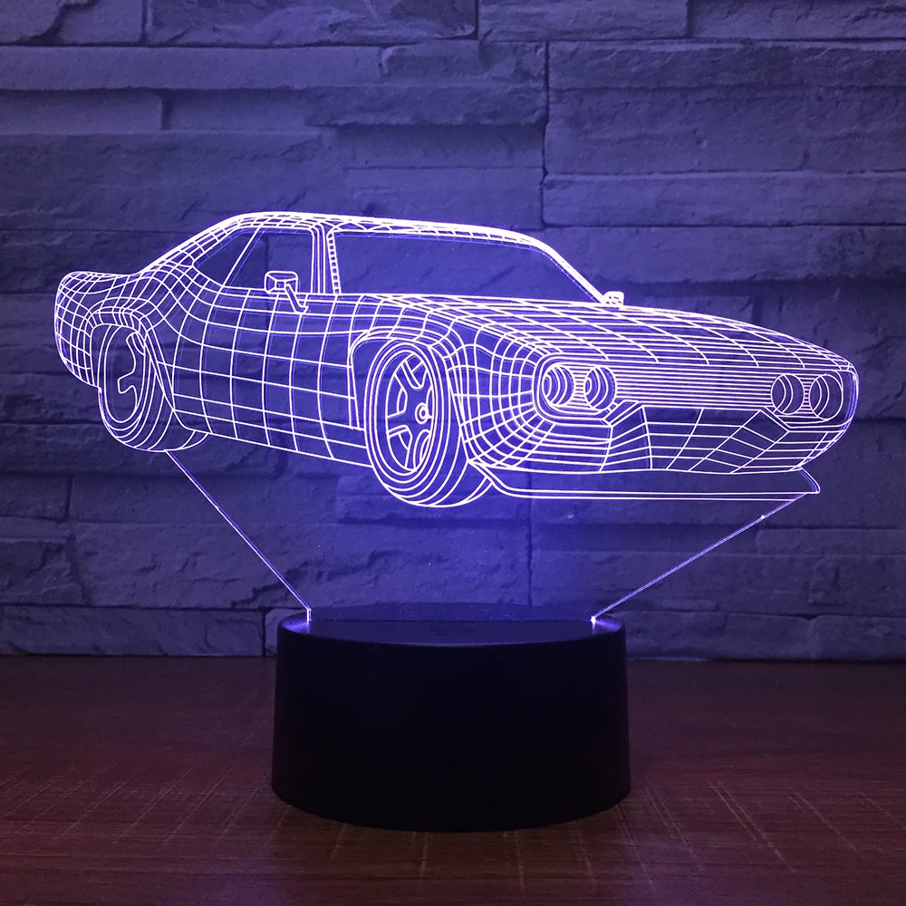 Супер Автомобильная настольная лампа 7 цветов изменяющаяся 3d новинка