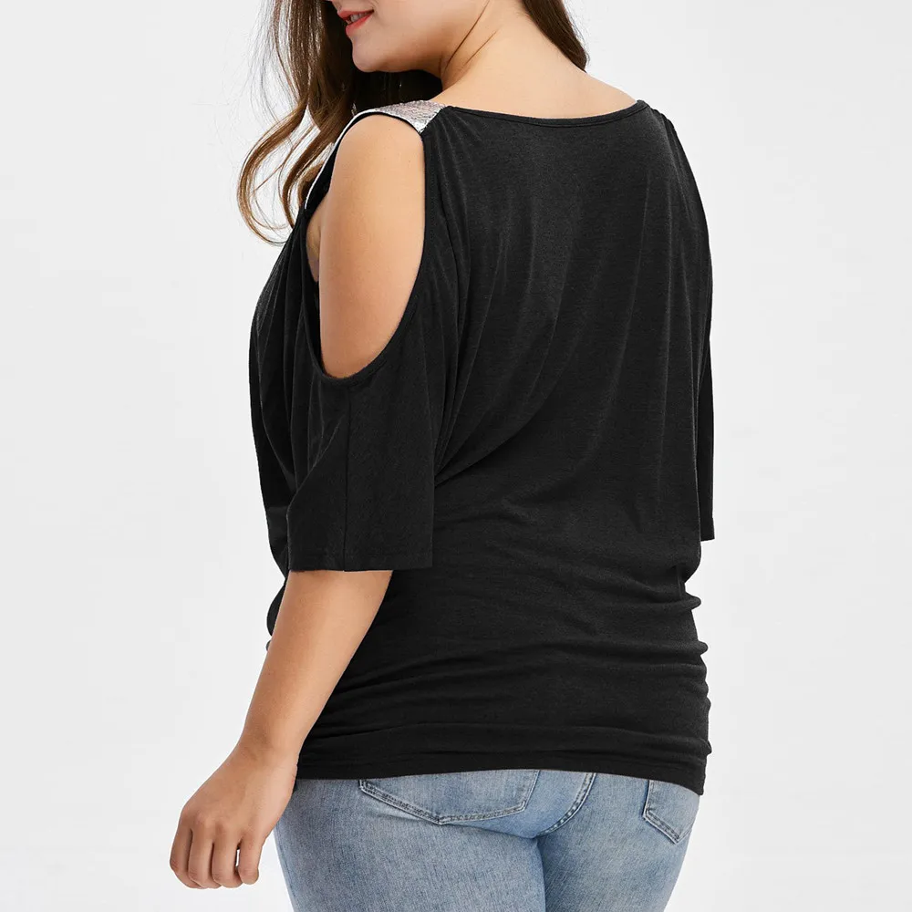 

Womens Tops And Blouses Nice Plus Size 4xl Cold Shoulder Loose Casual Short Sleeve Shirt Blouse Tops Summer Fashion