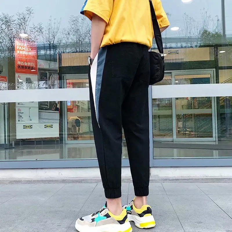 

Fashion Men's Cool Pants Pocket Loose Splicing Men Cool HipHop Striped Joggers Pants Trousers Men Streetwear