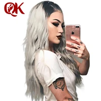queenking hair lace front wig 150 density ombre t1b grey silky straight preplucked hairline 100 brazilian human remy hair