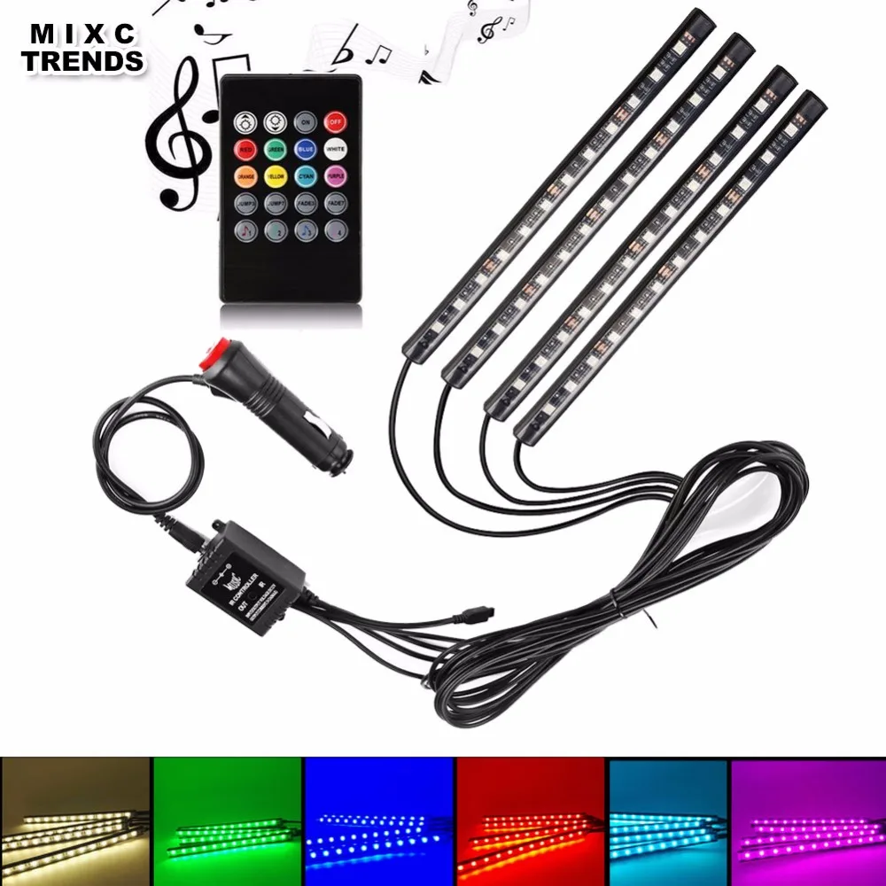 MIXC TRENDS 4x12 LED Беспроводная Музыка дистанционное управление голосом автомобиля RGB
